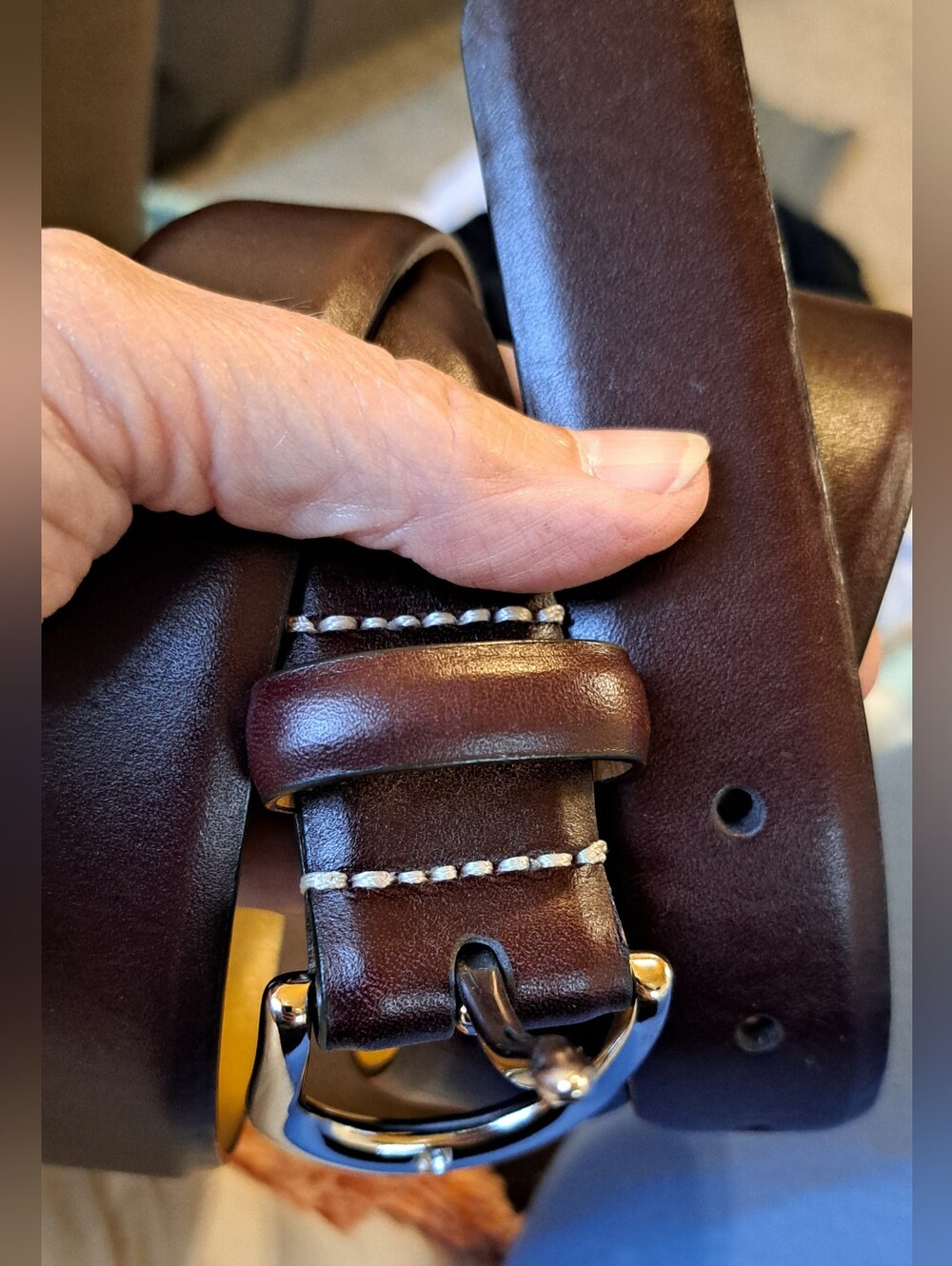 Mens J.CREW Italian Leather Belt Brown Size 38 1.1 Inch Wide Work Office Read